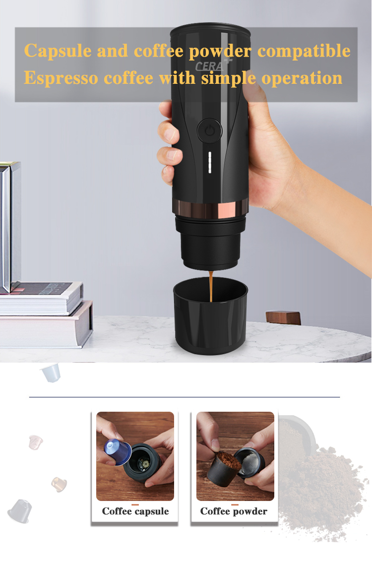 Portable coffee maker PCM00 Extraction by USB-CERA+| Portable Espresso Maker,Smart Warming Mug