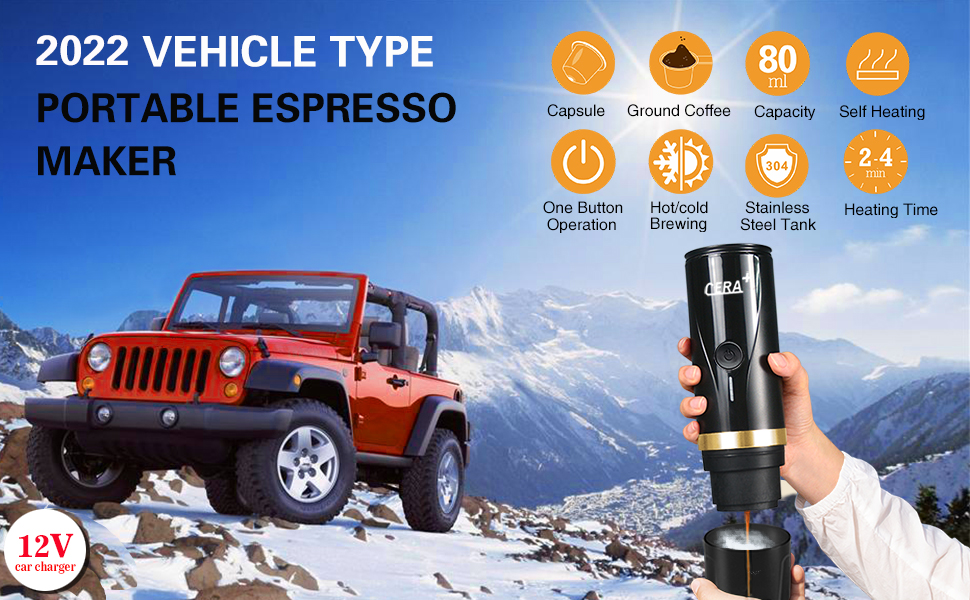 Portable coffee maker PCM02 Heating in car-CERA+| Portable Espresso Maker,Smart Warming Mug
