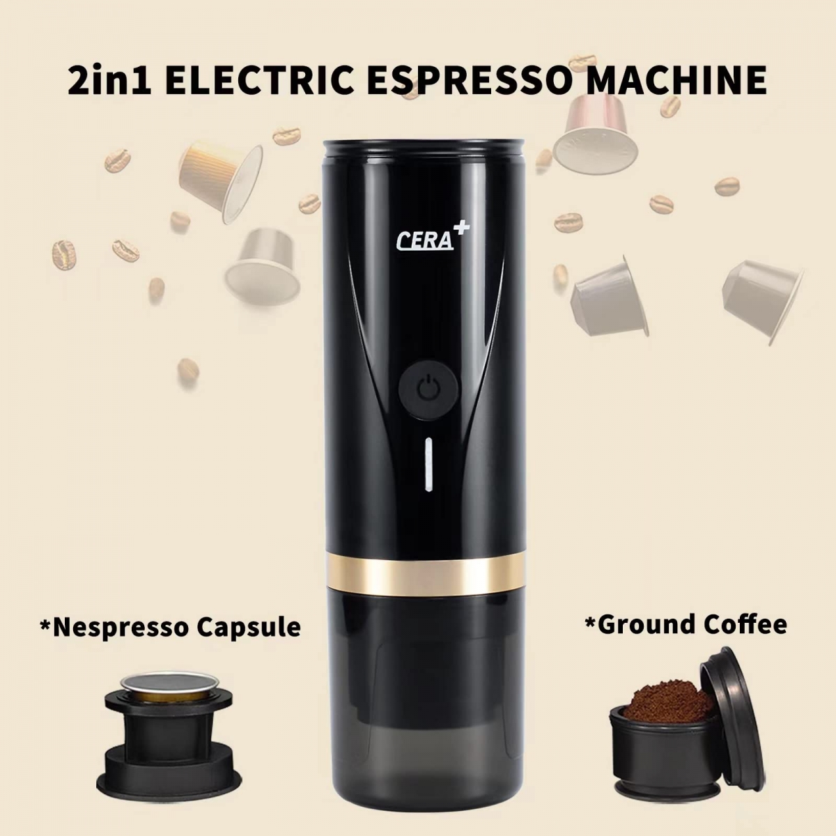 Portable k-cup coffee maker for car，portable coffee maker，portable coffee maker oxx，factory-CERA+| Portable Espresso Maker,Smart Warming Mug
